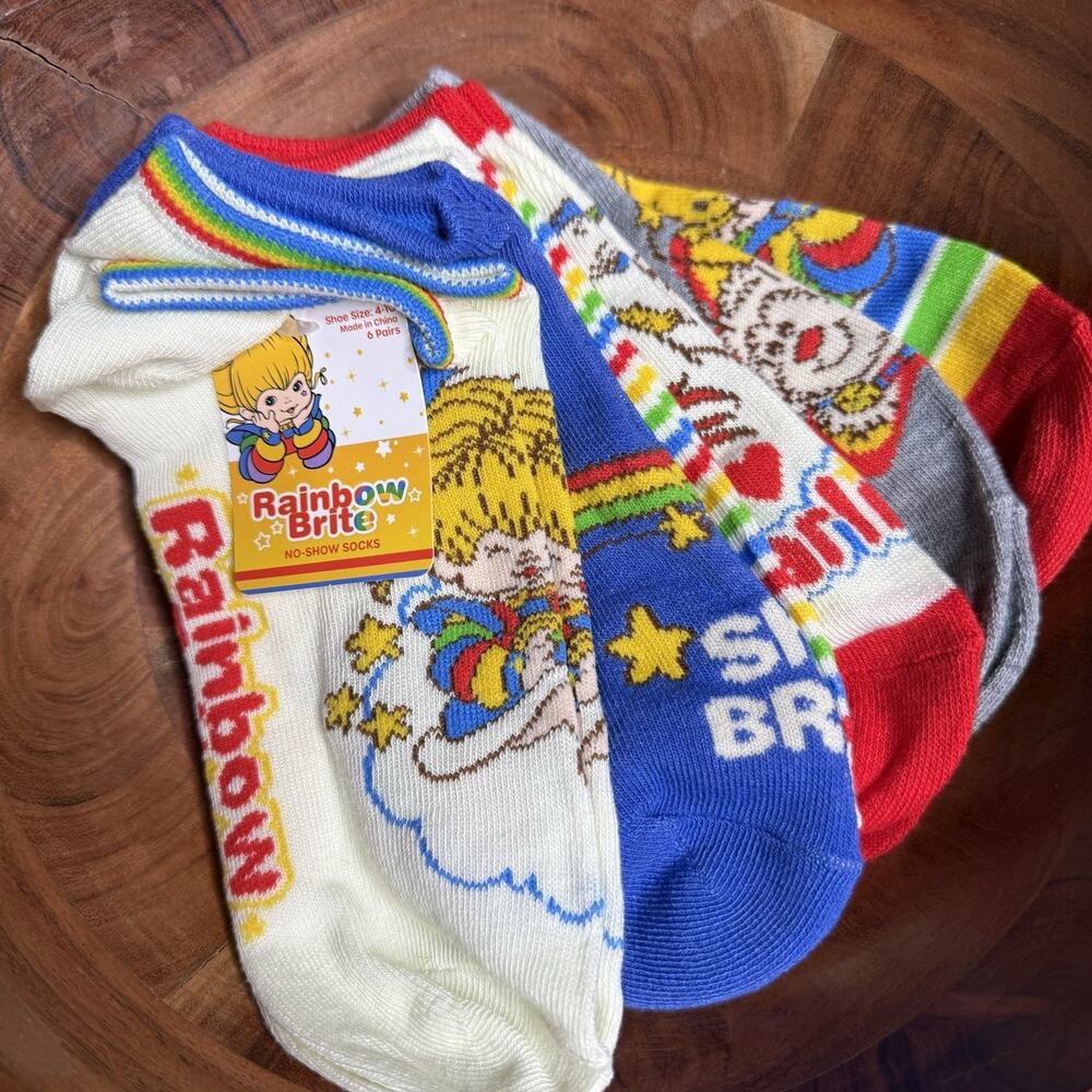 Rainbow Brite 6 Pairs Womens No Show Socks